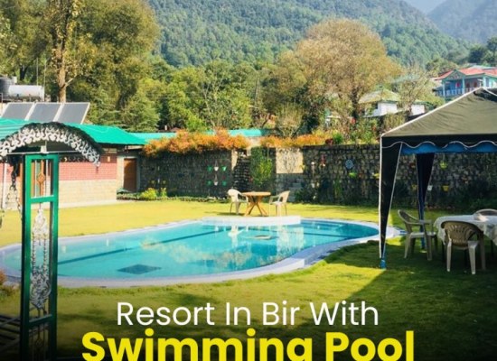 Relaxing Resorts In Bir With Swimming Pool & Mountain Views